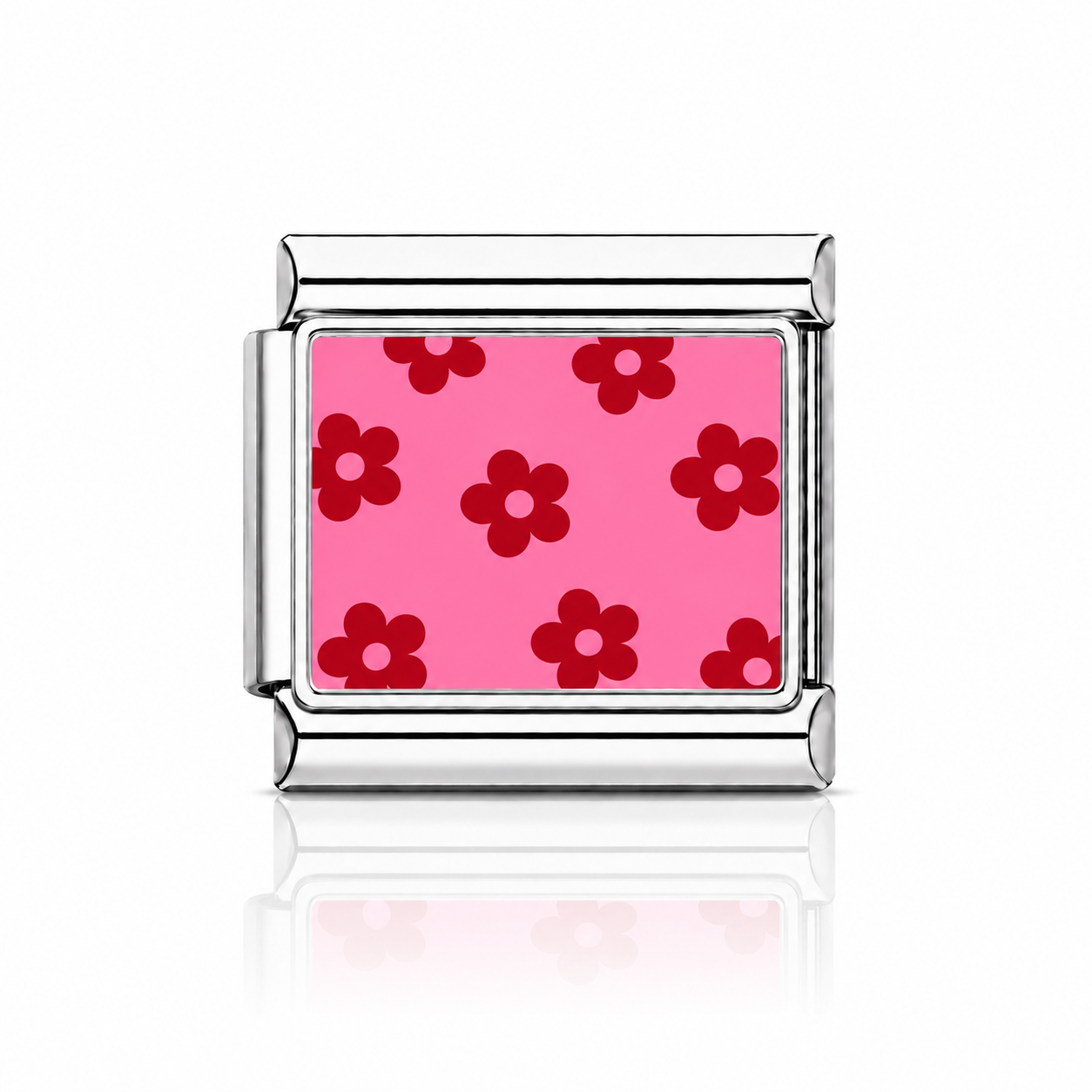 Fleurs rouge fond rose