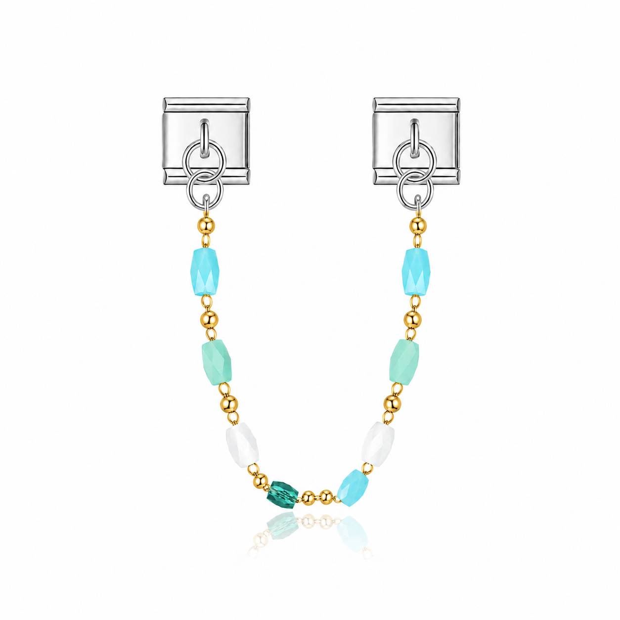Chaînette perles bleu et vert