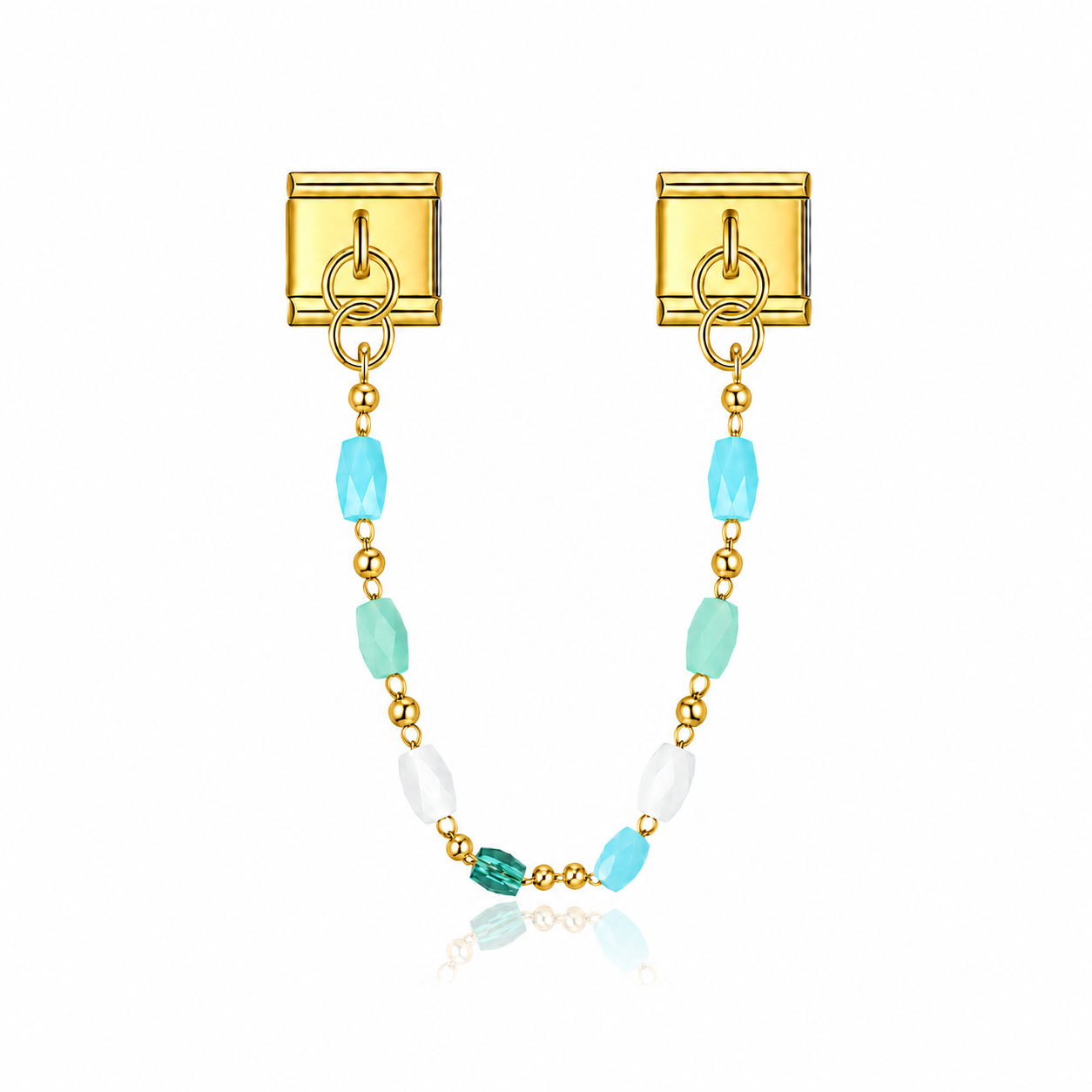 Chaînette perles bleu et vert