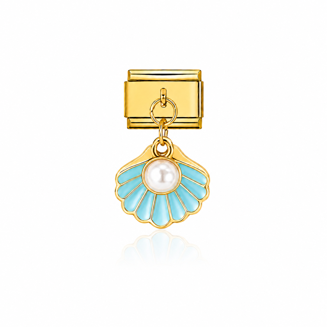 Pendentif coquillage perle bleu turquoise