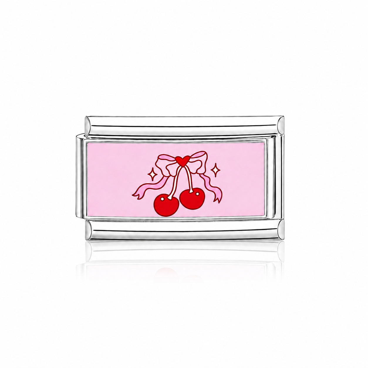 Double charm cerises fond rose