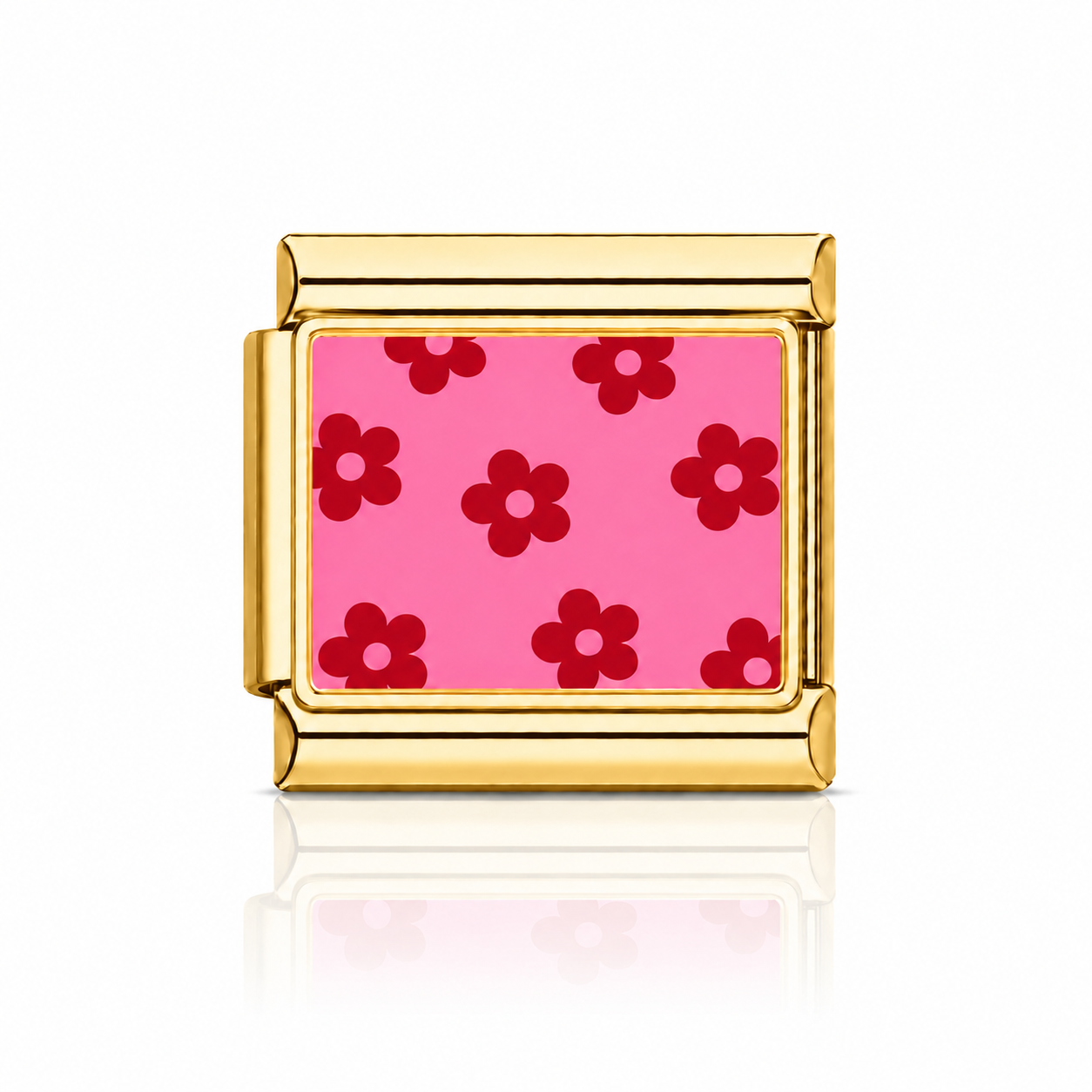 Fleurs rouge fond rose