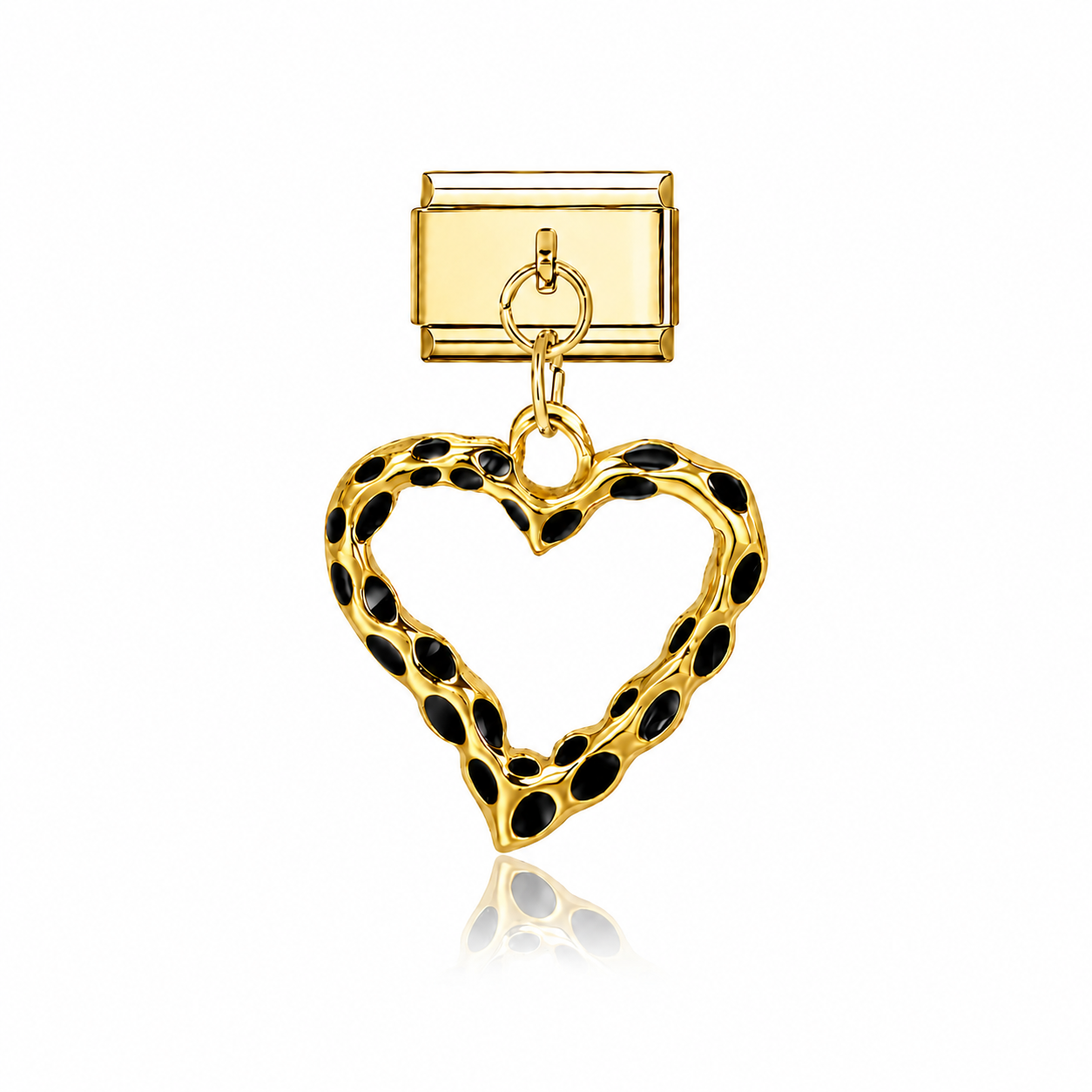 Pendentif coeur noir et doré