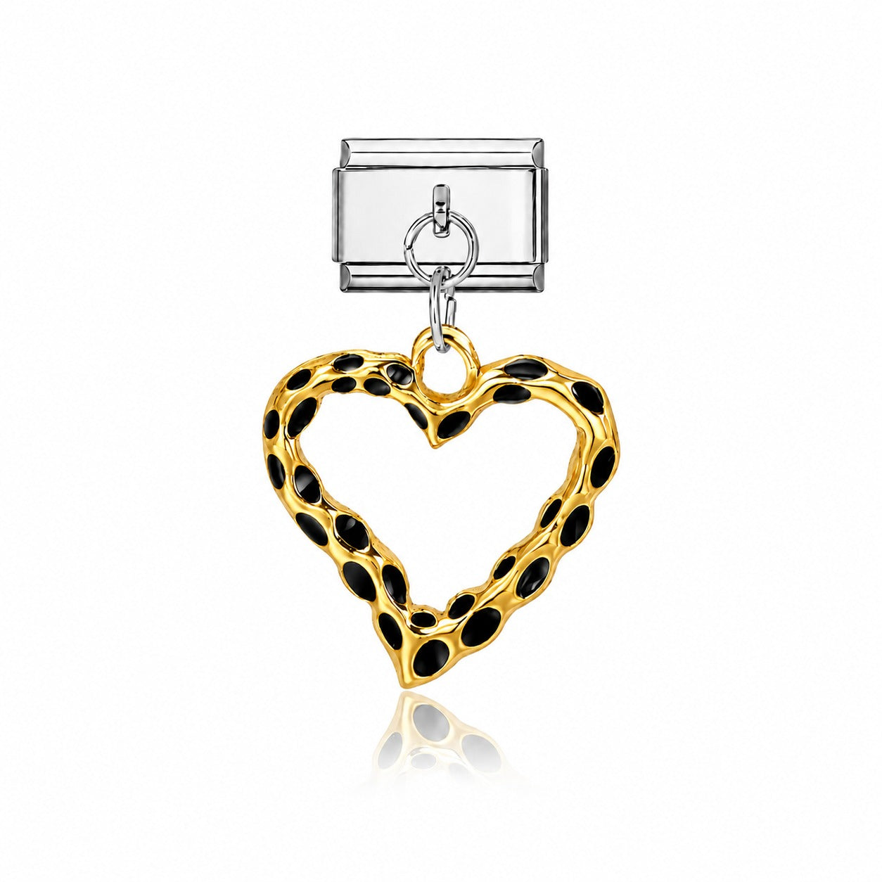 Pendentif coeur noir et doré